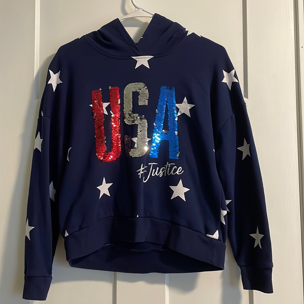 Justice flip sequin patriotic hoodie. Size 12